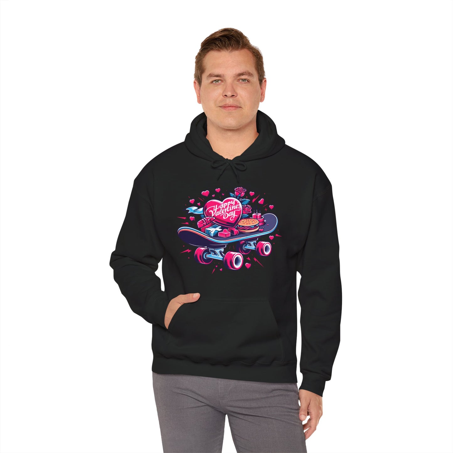 Skateboard Valentine's Hoodie | Edgy "Ride & Love" Graphic Sweatshirt | Funny Skater Gift