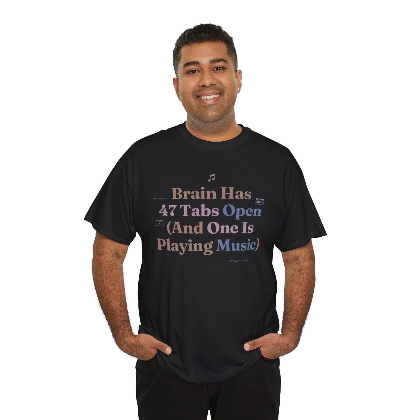 ADHD Lofi Aesthetic: 'Brain Has 47 Tabs Open (And One Is Playing Music)' Graphic Tee