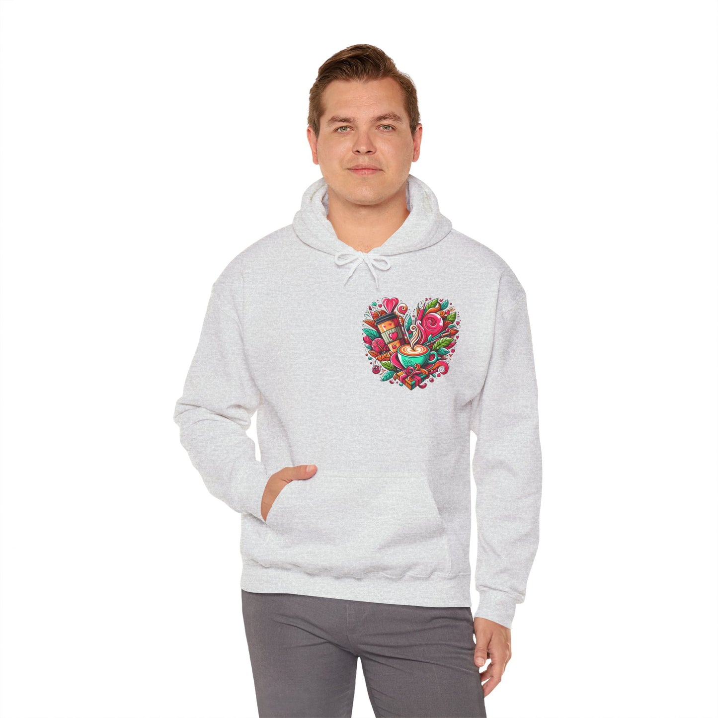 Urban Brew: Vibrant Graffiti Coffee Love Heart Hoodie