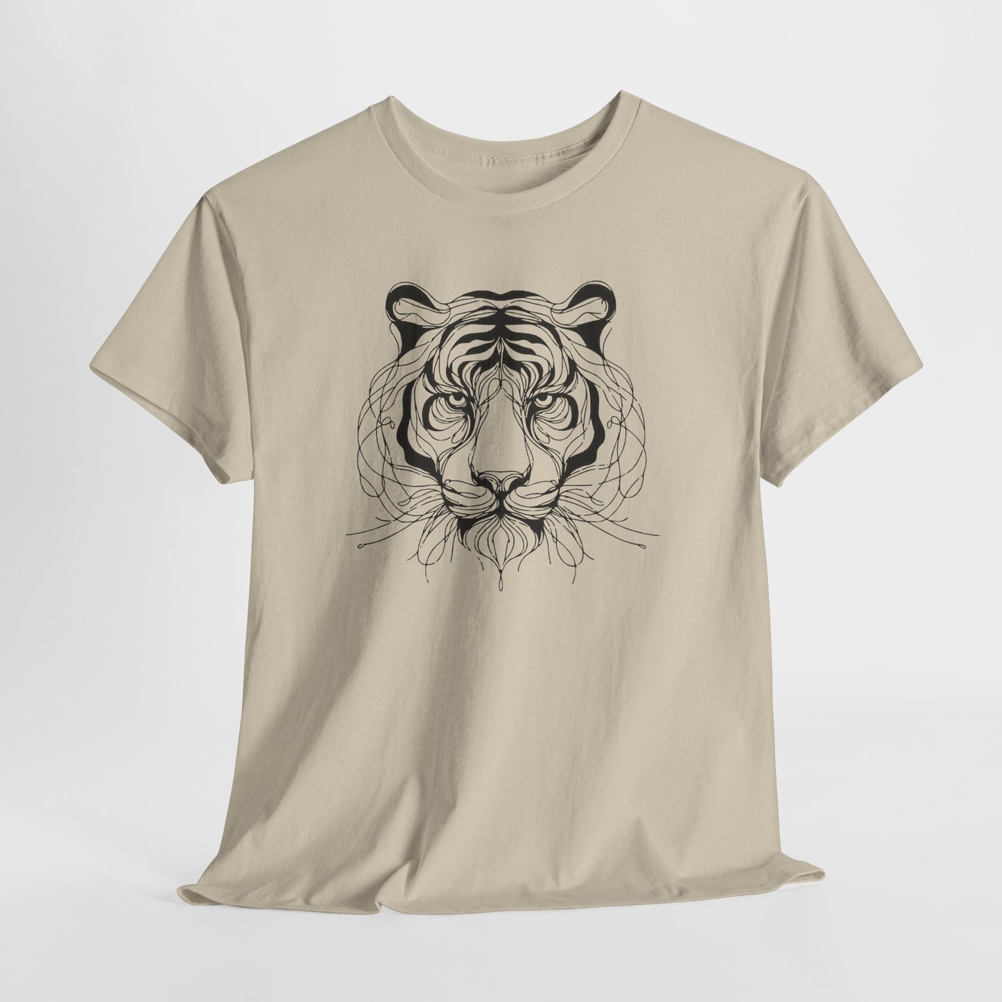 Tiger Line Art Shirt | Wild Animal Sketch Tee | Minimalist Big Cat Face Top | Heavy Cotton 100% Cotton Gift | Unisex Graphic T-Shirt