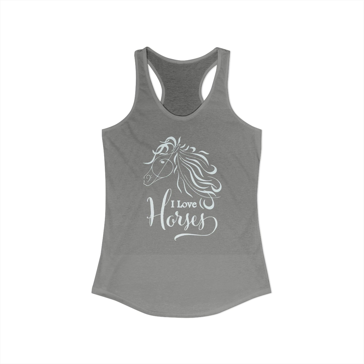 I Love Horses Racerback Tank – Flowing Line‑Art Mane for Equestrian Girls & Barn Days
