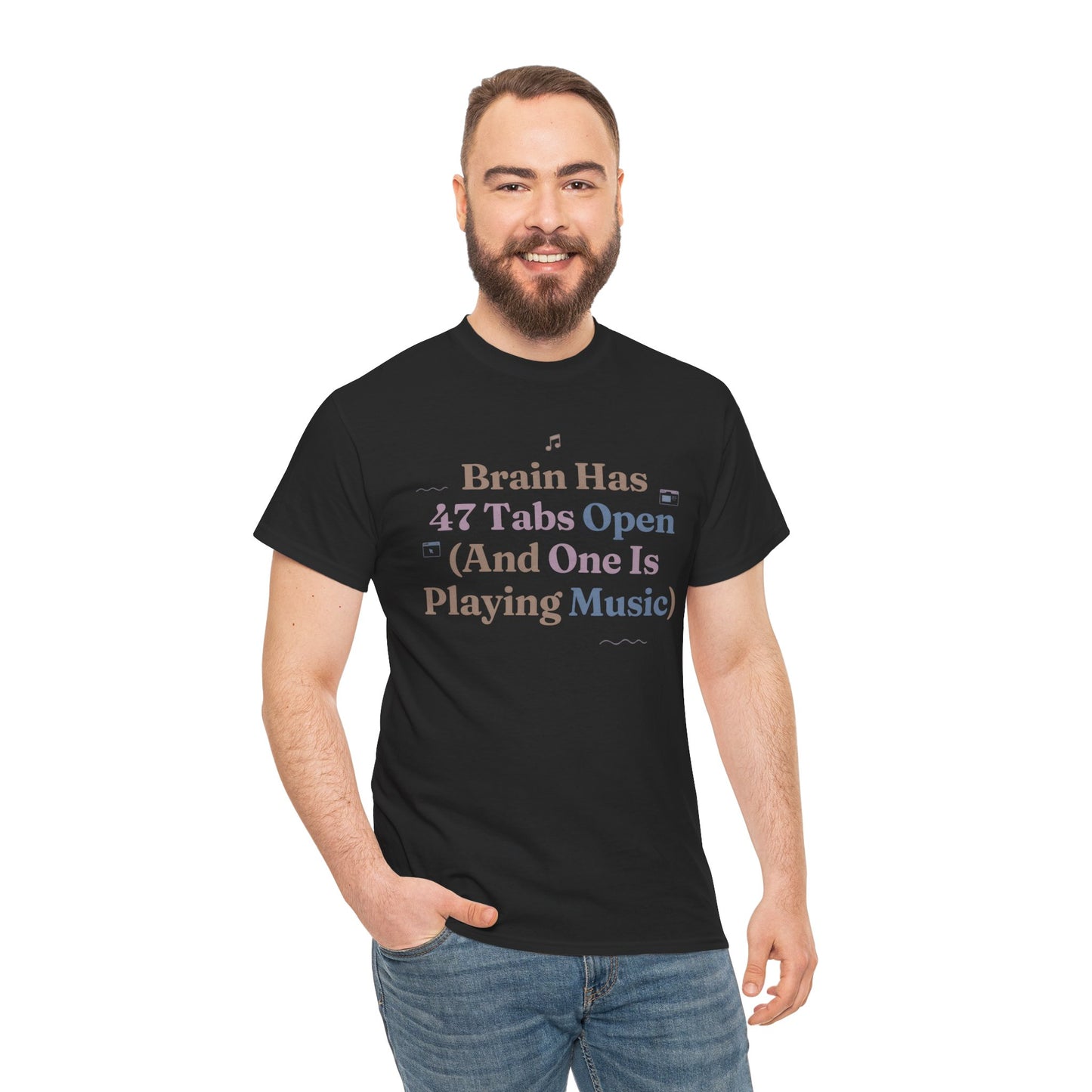 ADHD Lofi Aesthetic: 'Brain Has 47 Tabs Open (And One Is Playing Music)' Graphic Tee