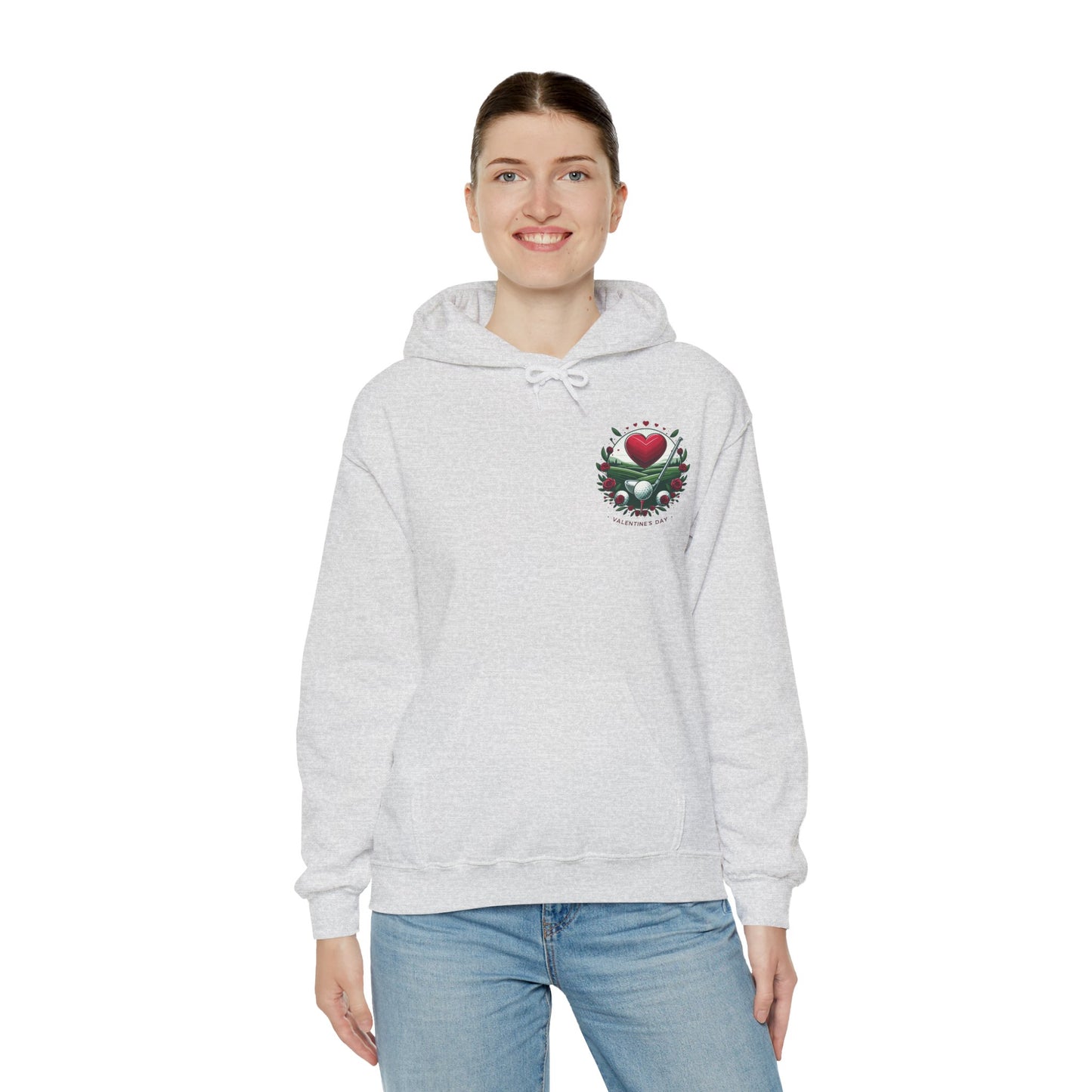 Viral Valentines Golf Heart Hoodie - Cute Roses & Golf Ball Graphic Unisex Sweatshirt - Unique Romantic Golfer Gift
