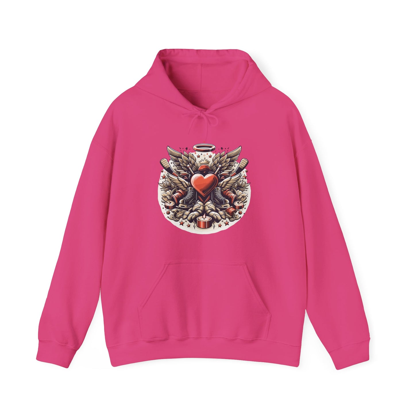 Hockey Heart & Angel Wings Hoodie | Edgy "Love the Game" Sweatshirt | Unique Sports Valentine's Gift