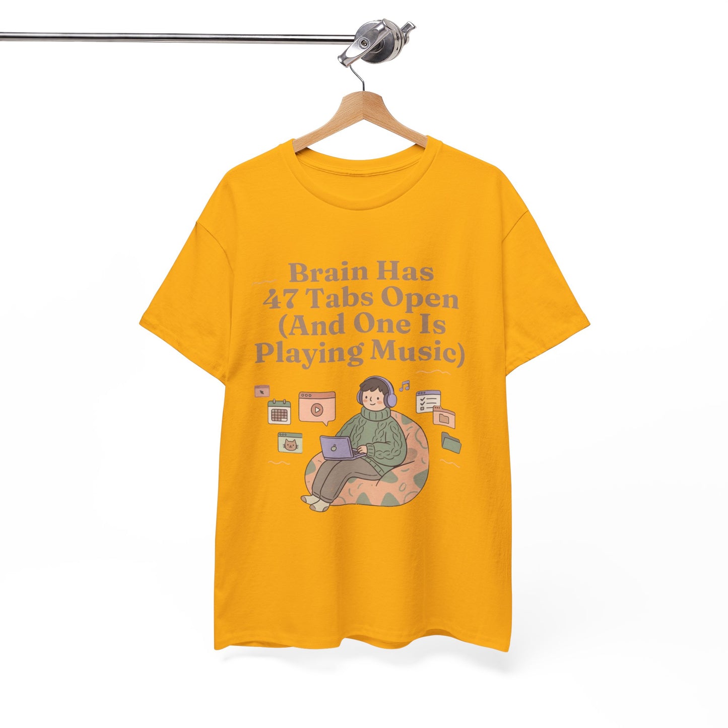 ADHD Lofi Aesthetic: 'Brain Has 47 Tabs Open (And One Is Playing Music)' Graphic Tee