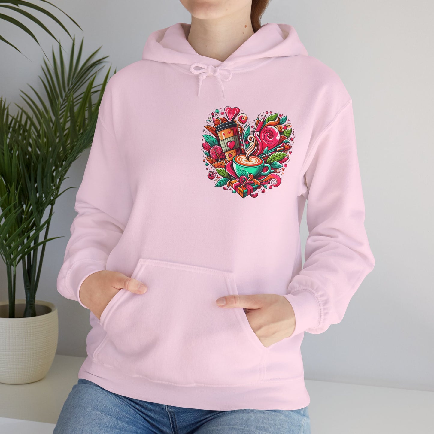 Urban Brew: Vibrant Graffiti Coffee Love Heart Hoodie