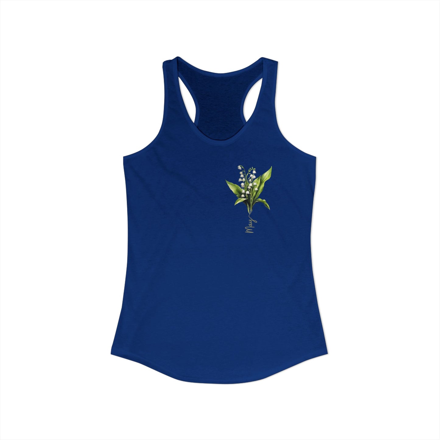 May Blossom Elegance – Lily of the Valley Women’s Racerback Tank Top