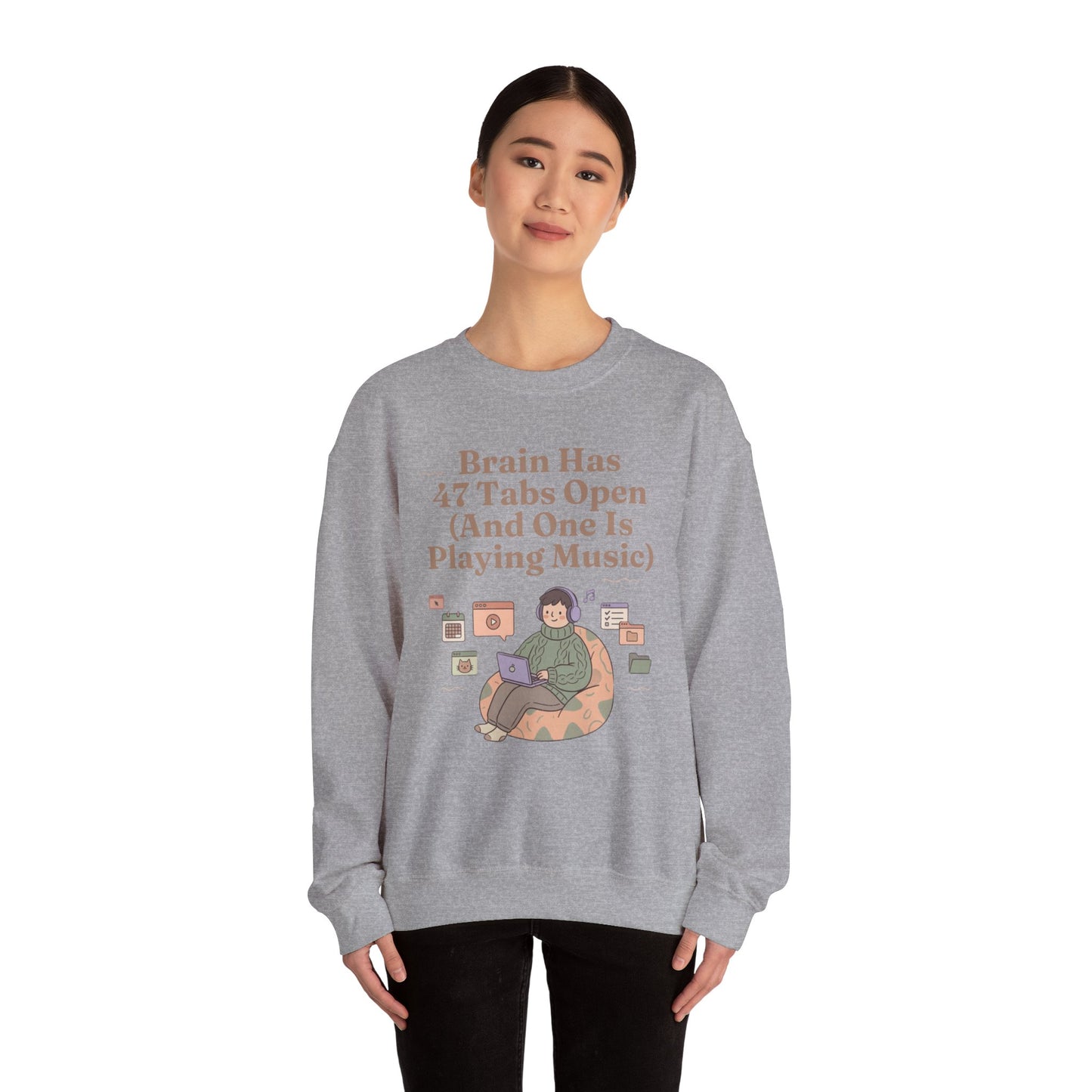 Hyperfocus Mode: '47 Tabs Open & Playing Music' Neurospicy Lofi Sweatshirt