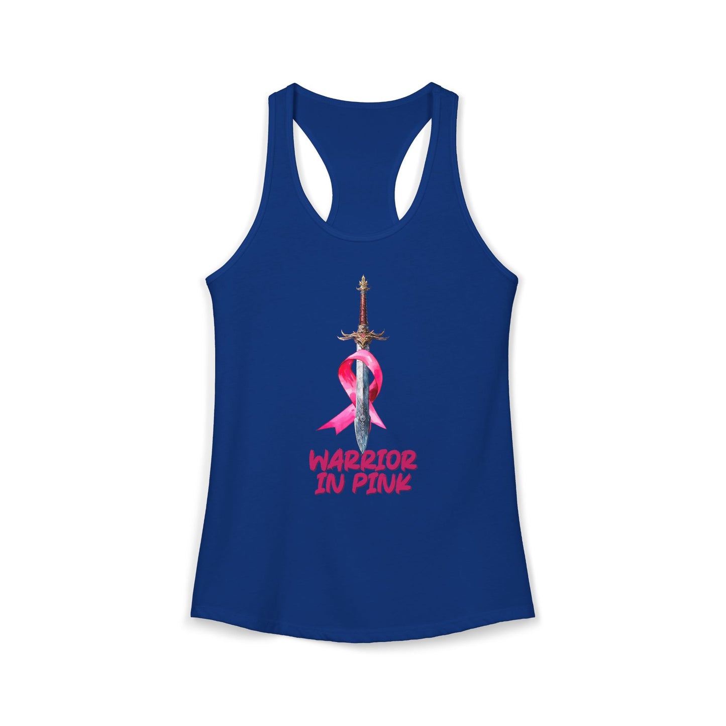 Warrior in Pink Tank Top | Breast Cancer Awareness Racerback | Sword & Ribbon Survivor Shirt | Support Squad Gift | Women's Activewear