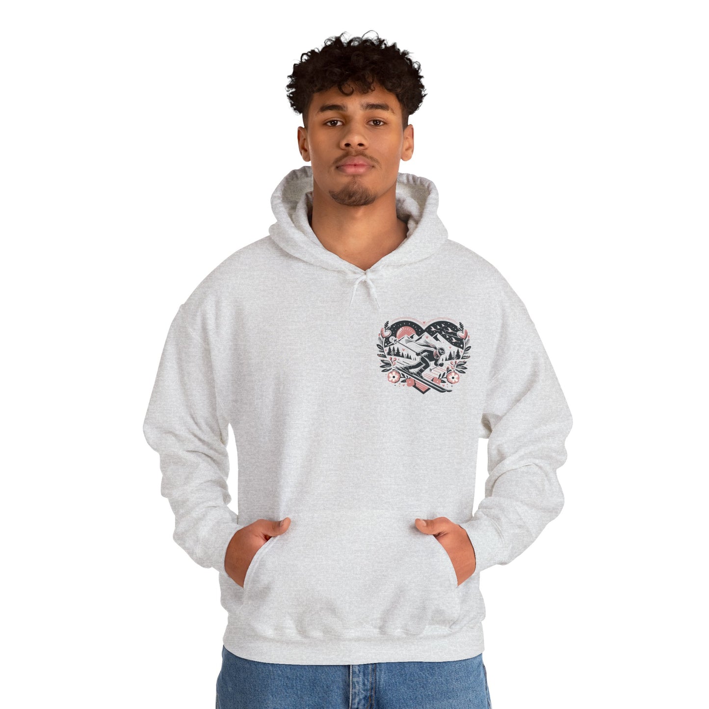 Love the Slopes" Skiing Hoodie | Mountain Heart Illustrated Sweatshirt | Après Ski & Winter Sports Gift
